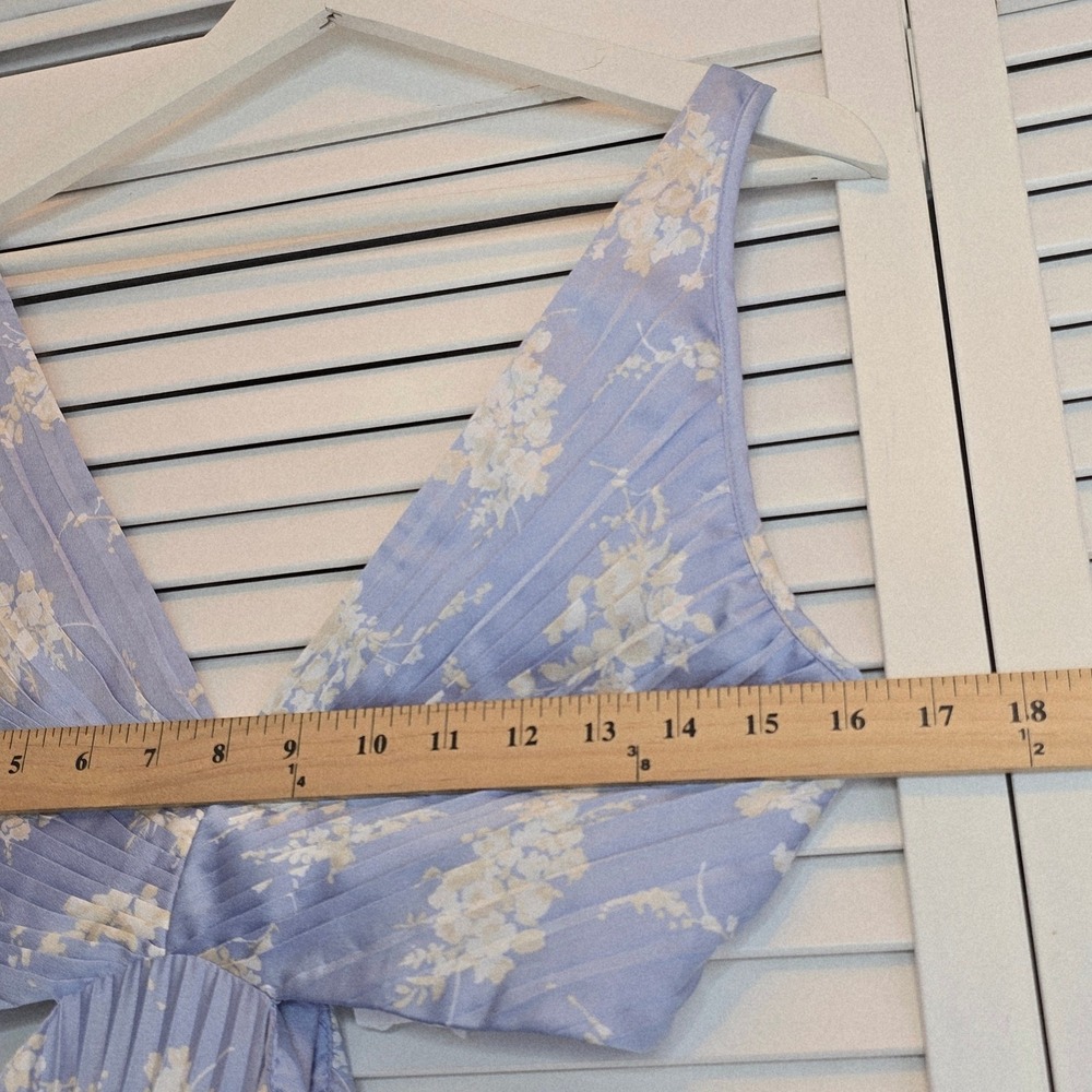 ABERCROMBIE & FITCH Giselle Pleated Cutout Maxi Dress Sz M Blue Floral Fairycore - Picture 13 of 16